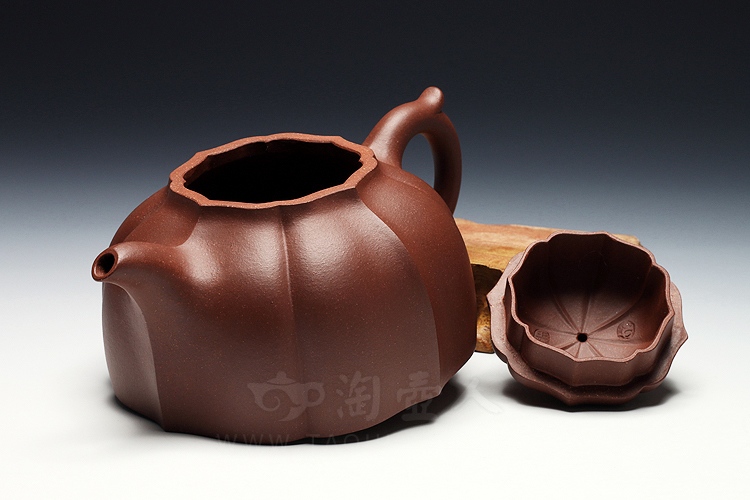 正宗原矿宜兴紫砂壶-菱花-王芳全手工制作-原矿清水泥紫砂泥料