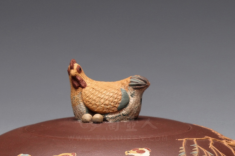 正宗原矿宜兴紫砂壶-五子登科-桑黎兵全手工制作-原矿老紫泥紫砂泥料