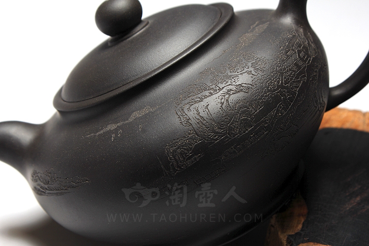 正宗原矿宜兴紫砂壶-映月-倪新安全手工制作-原矿黑料紫砂泥料