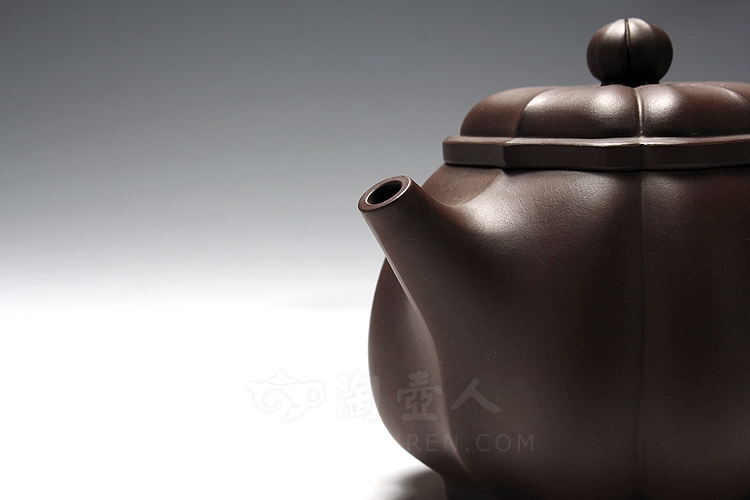 正宗原矿宜兴紫砂壶-混方菱花-崔燕全手工制作-原矿紫泥紫砂泥料