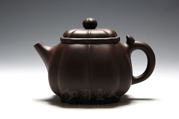 正宗原矿宜兴紫砂壶-混方菱花-崔燕全手工制作-原矿紫泥紫砂泥料