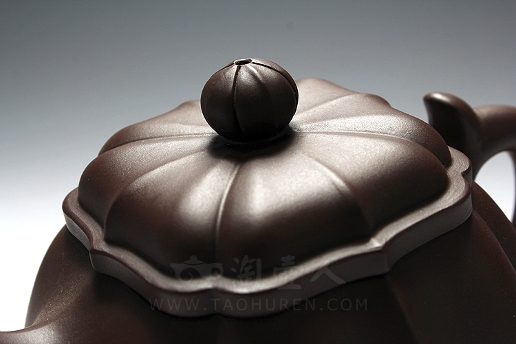 正宗原矿宜兴紫砂壶-混方菱花-崔燕全手工制作-原矿紫泥紫砂泥料