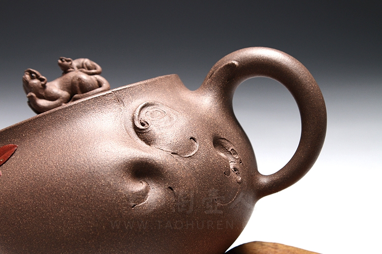 正宗原矿宜兴紫砂壶-十二生肖·申猴-张宏全手工制作-原矿青灰泥紫砂泥料