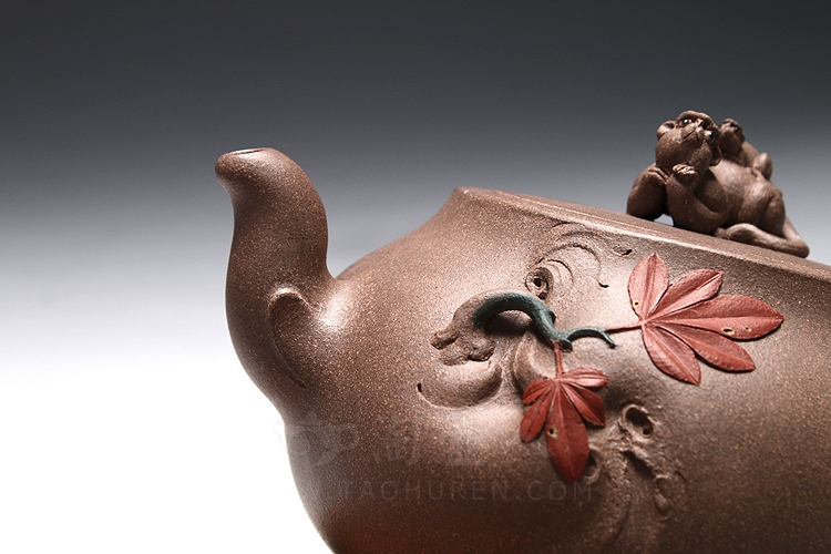 正宗原矿宜兴紫砂壶-十二生肖·申猴-张宏全手工制作-原矿青灰泥紫砂泥料