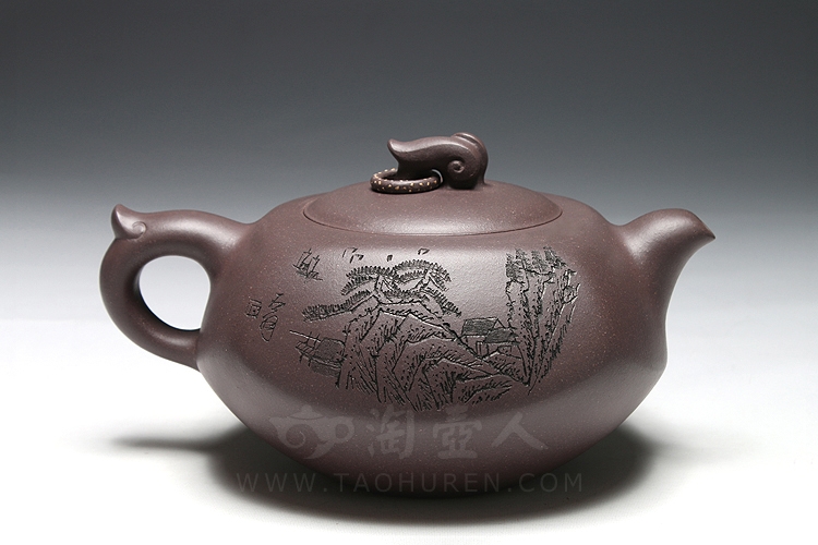 正宗原矿宜兴紫砂壶-汉方-沈俊全手工制作-原矿青灰泥紫砂泥料