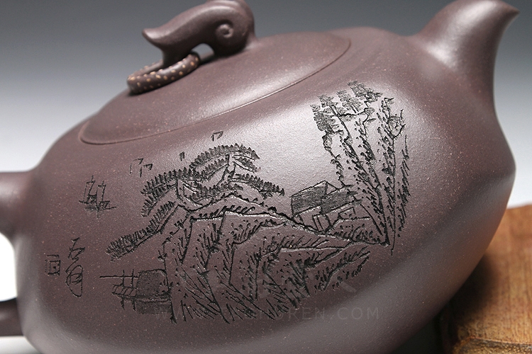 正宗原矿宜兴紫砂壶-汉方-沈俊全手工制作-原矿青灰泥紫砂泥料
