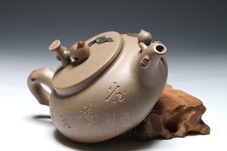 正宗原矿宜兴紫砂壶-上合桃-崔燕全手工制作-原矿老段泥紫砂泥料