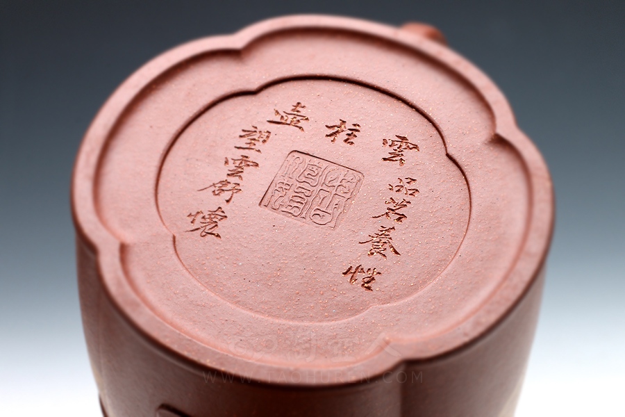 正宗原矿宜兴紫砂壶-云柱-周伯娟全手工制作-原矿红泥紫砂泥料