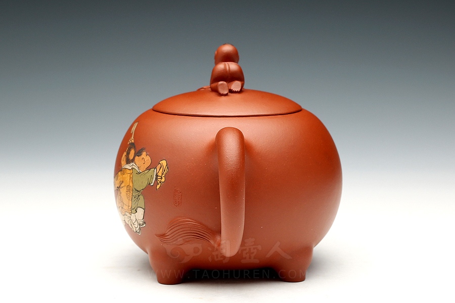 正宗原矿宜兴紫砂壶-洗象(小)-周伯娟全手工制作-原矿红泥紫砂泥料