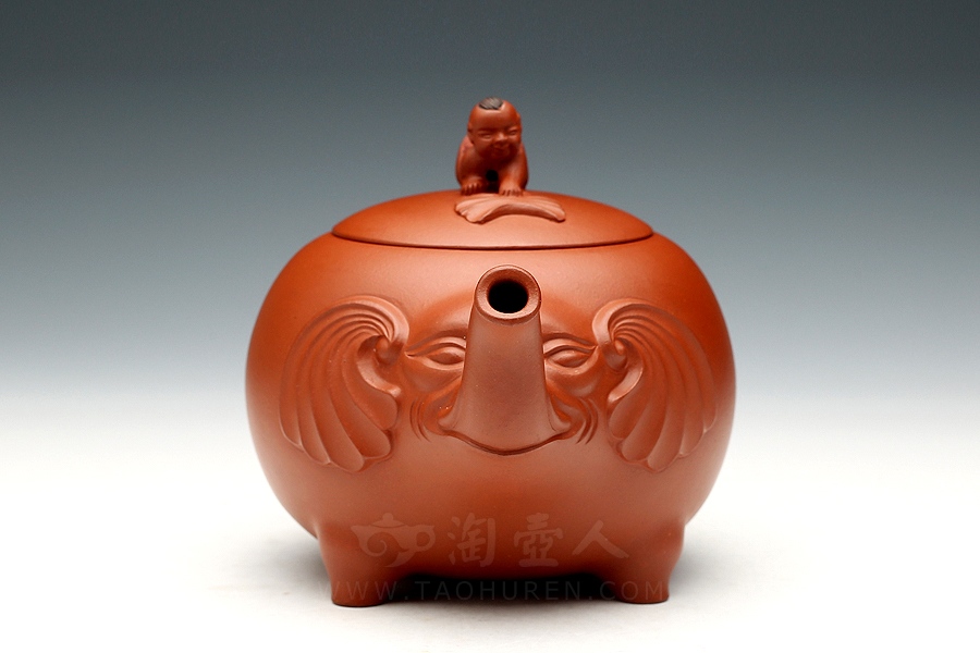 正宗原矿宜兴紫砂壶-洗象(小)-周伯娟全手工制作-原矿红泥紫砂泥料