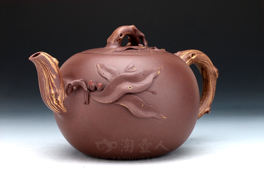 正宗原矿宜兴紫砂壶-寿桃-陈夕良全手工制作-原矿紫泥紫砂泥料