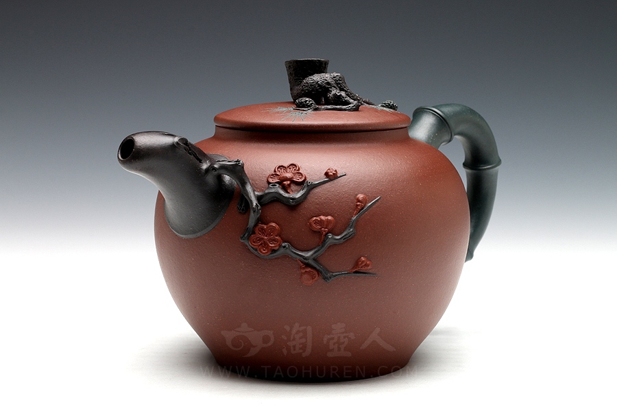 宜兴紫砂壶名家黄丽萍《松竹梅》紫砂壶原矿全手工优惠全场包邮真品