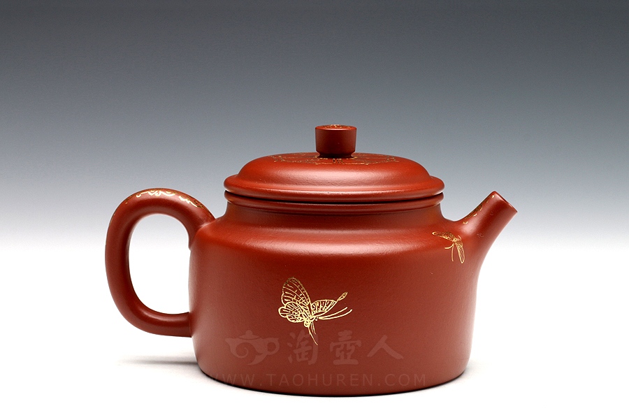 宜兴紫砂壶名家杨军保《德钟(描金)》紫砂壶原矿全