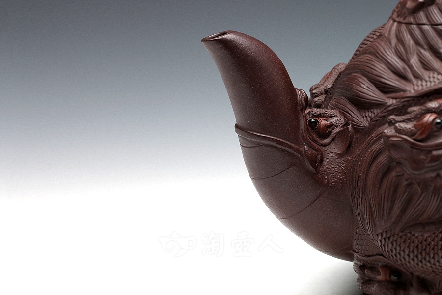 正宗原矿宜兴紫砂壶-九龙(大)-葛岳纯全手工制作-原矿紫茄泥紫砂泥料