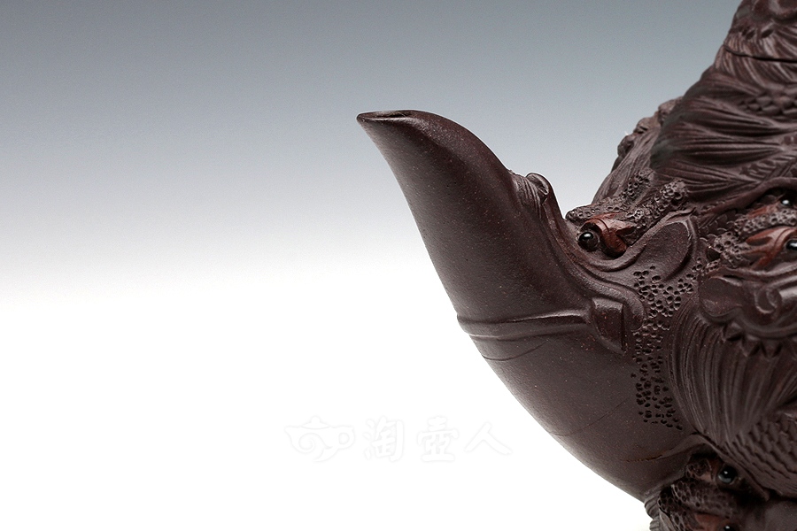 正宗原矿宜兴紫砂壶-九龙(小)-葛岳纯全手工制作-原矿紫茄泥紫砂泥料