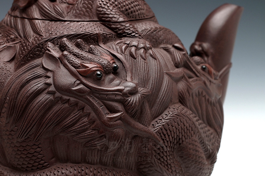 正宗原矿宜兴紫砂壶-九龙(大)-葛岳纯全手工制作-原矿紫茄泥紫砂泥料