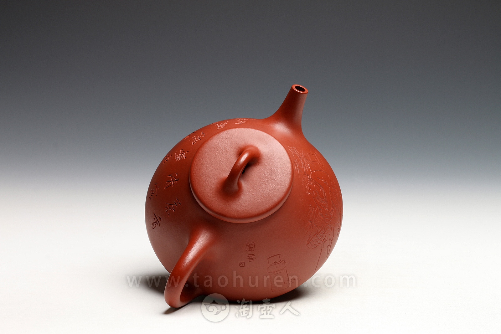 正宗原矿宜兴紫砂壶-全手石瓢(陈宏林装饰)-徐伟强全手工制作-原矿大红袍朱泥紫砂泥料