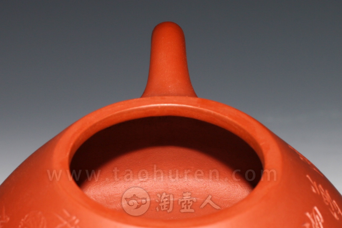 正宗原矿宜兴紫砂壶-全手石瓢(陈宏林装饰)-徐伟强全手工制作-原矿大红袍朱泥紫砂泥料