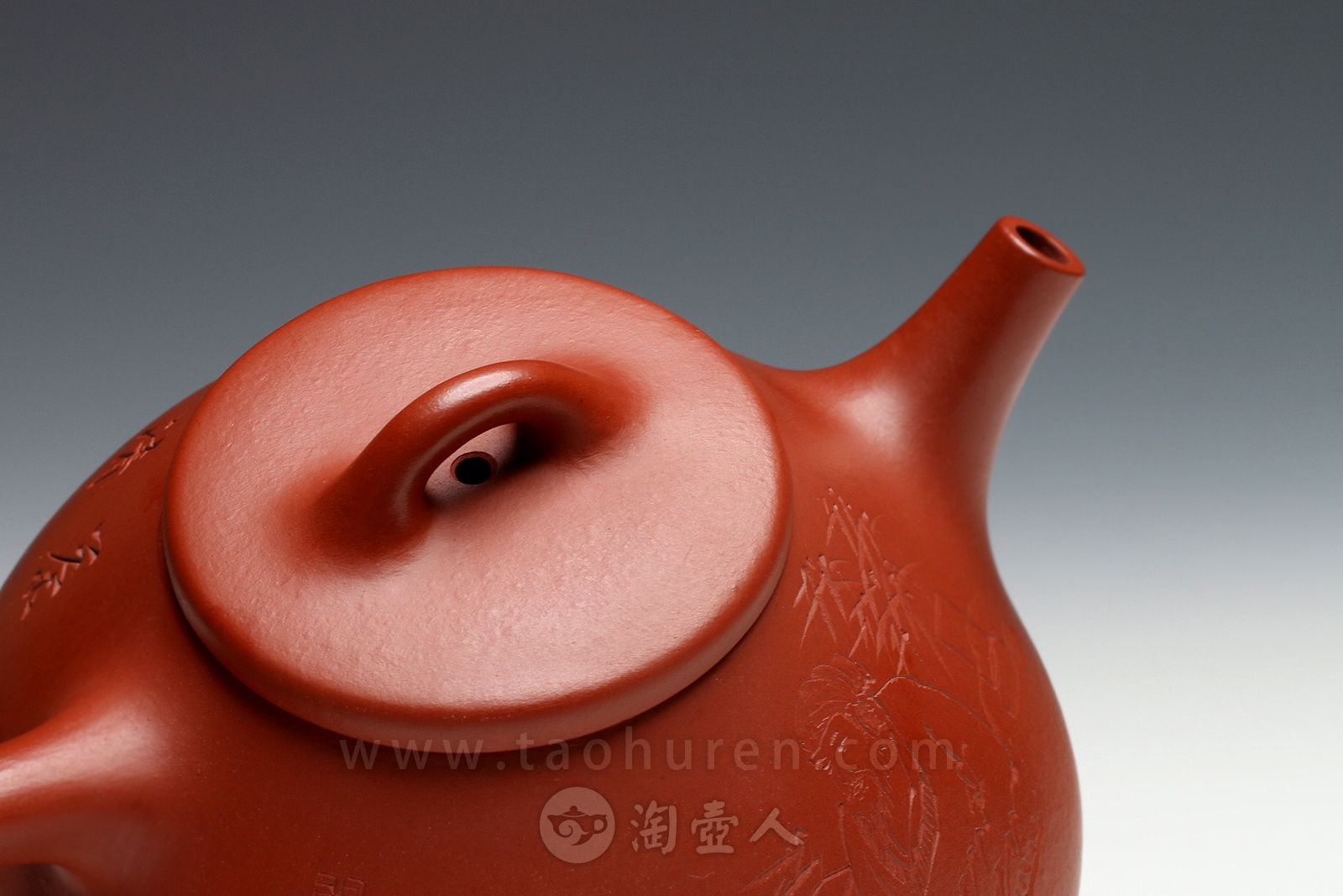 正宗原矿宜兴紫砂壶-全手石瓢(陈宏林装饰)-徐伟强全手工制作-原矿大红袍朱泥紫砂泥料