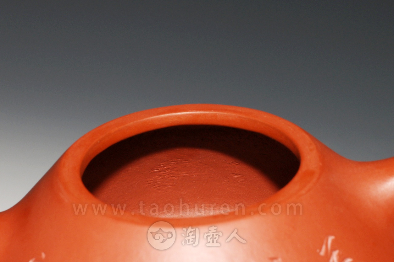 正宗原矿宜兴紫砂壶-全手石瓢(陈宏林装饰)-徐伟强全手工制作-原矿大红袍朱泥紫砂泥料