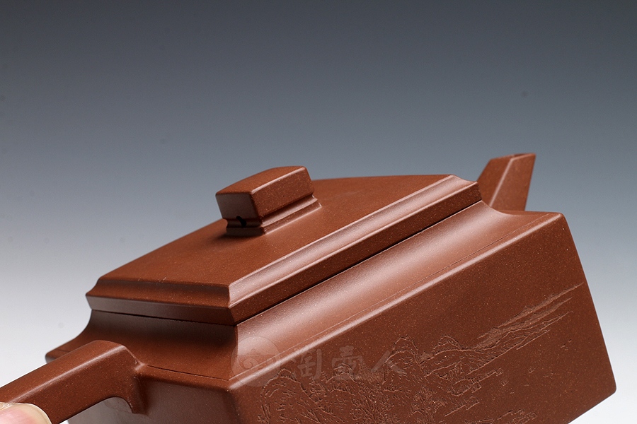 正宗原矿宜兴紫砂壶-扁方-吴永明全手工制作-原矿珍藏60年代老泥紫砂泥料