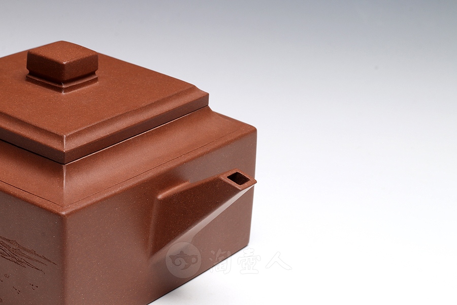 正宗原矿宜兴紫砂壶-扁方-吴永明全手工制作-原矿珍藏60年代老泥紫砂泥料