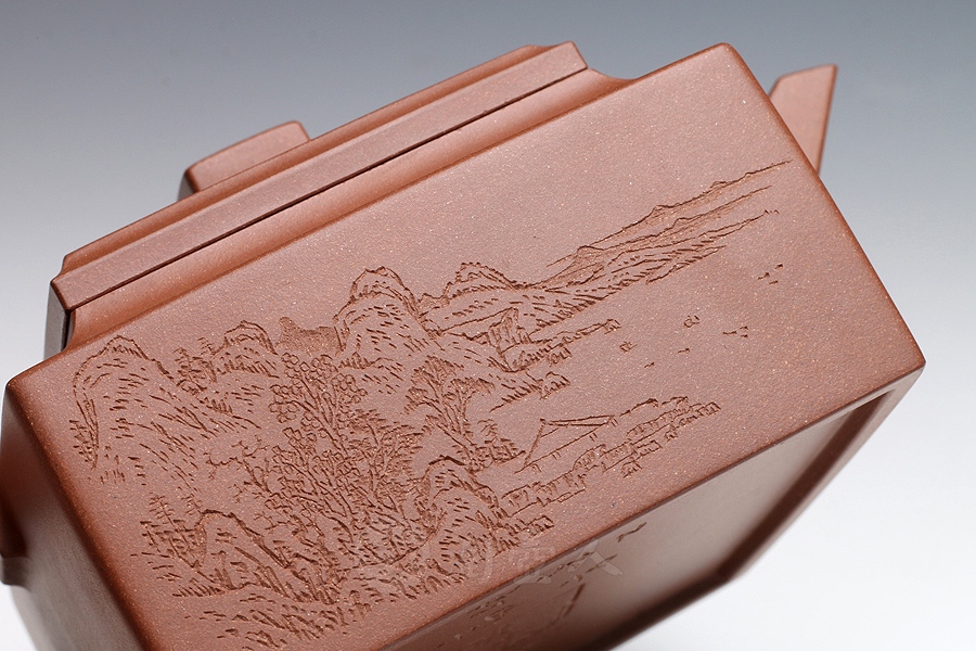 正宗原矿宜兴紫砂壶-扁方-吴永明全手工制作-原矿珍藏60年代老泥紫砂泥料