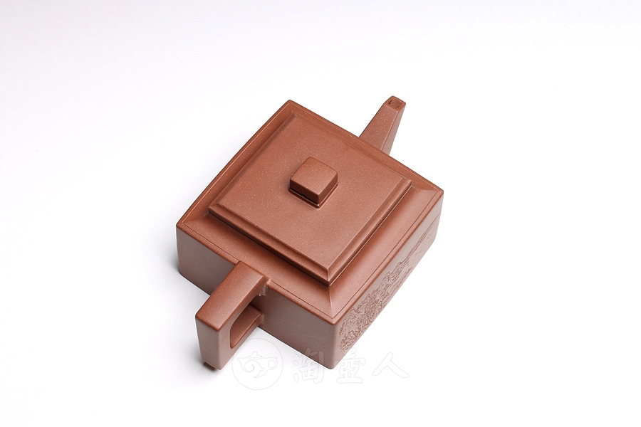 正宗原矿宜兴紫砂壶-扁方-吴永明全手工制作-原矿珍藏60年代老泥紫砂泥料