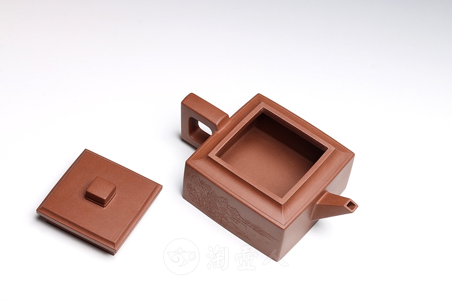 正宗原矿宜兴紫砂壶-扁方-吴永明全手工制作-原矿珍藏60年代老泥紫砂泥料