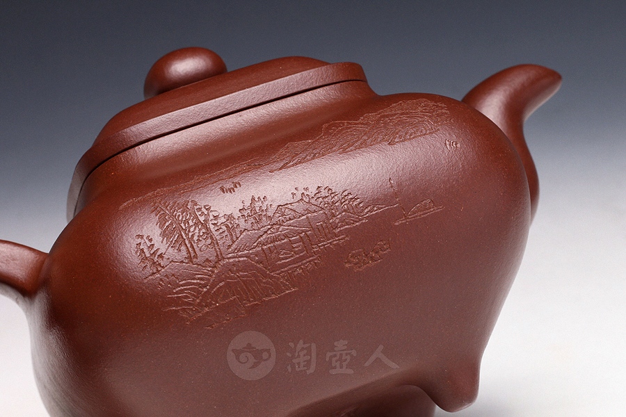 正宗原矿宜兴紫砂壶-传炉(陈宏林铭)-桑建军全手工制作-原矿底槽清