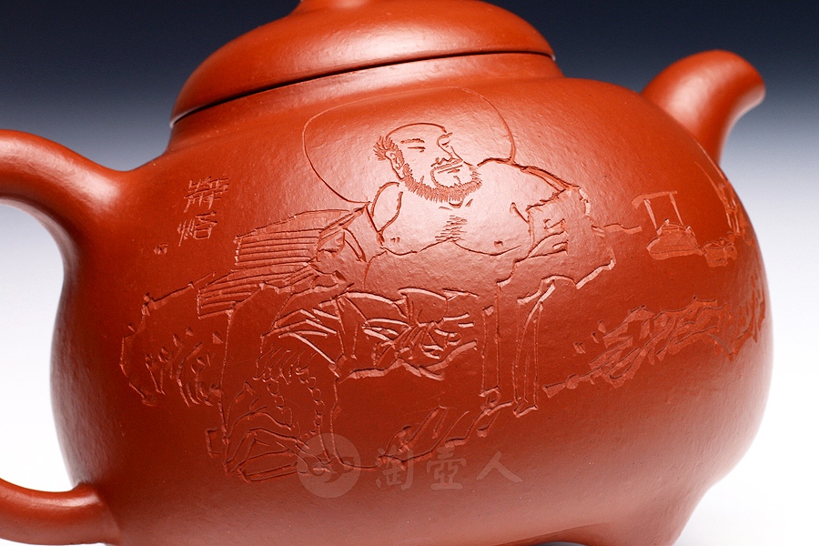 正宗原矿宜兴紫砂壶-乳顶(陈宏林装饰)-徐伟强全手工制作-原矿大红袍朱泥紫砂泥料