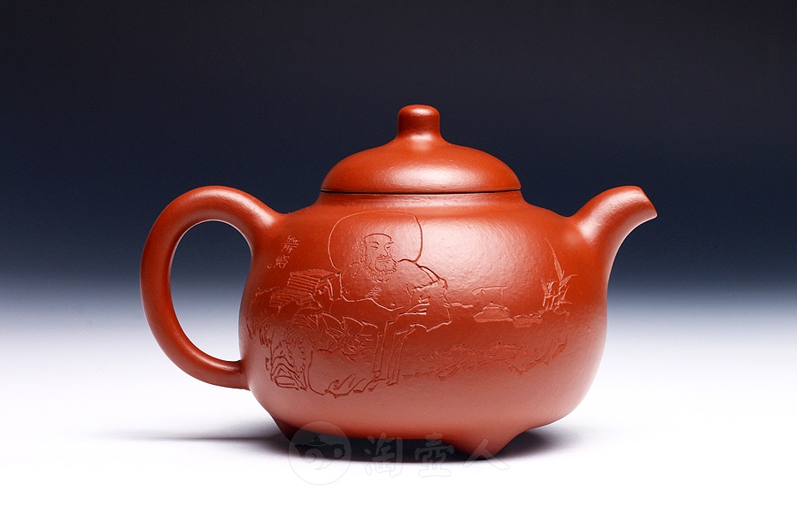 正宗原矿宜兴紫砂壶-乳顶(陈宏林装饰)-徐伟强全手工制作-原矿大红袍朱泥紫砂泥料