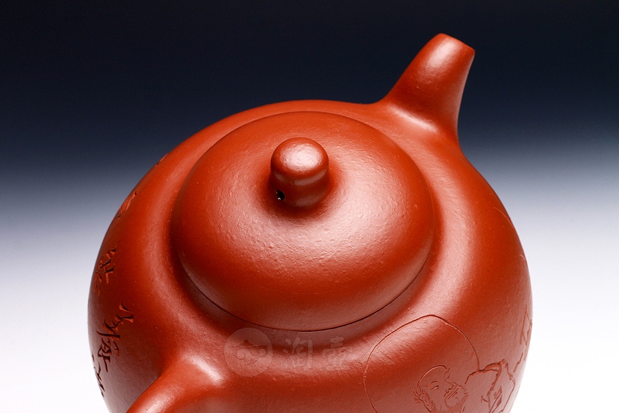 正宗原矿宜兴紫砂壶-乳顶(陈宏林装饰)-徐伟强全手工制作-原矿大红袍朱泥紫砂泥料