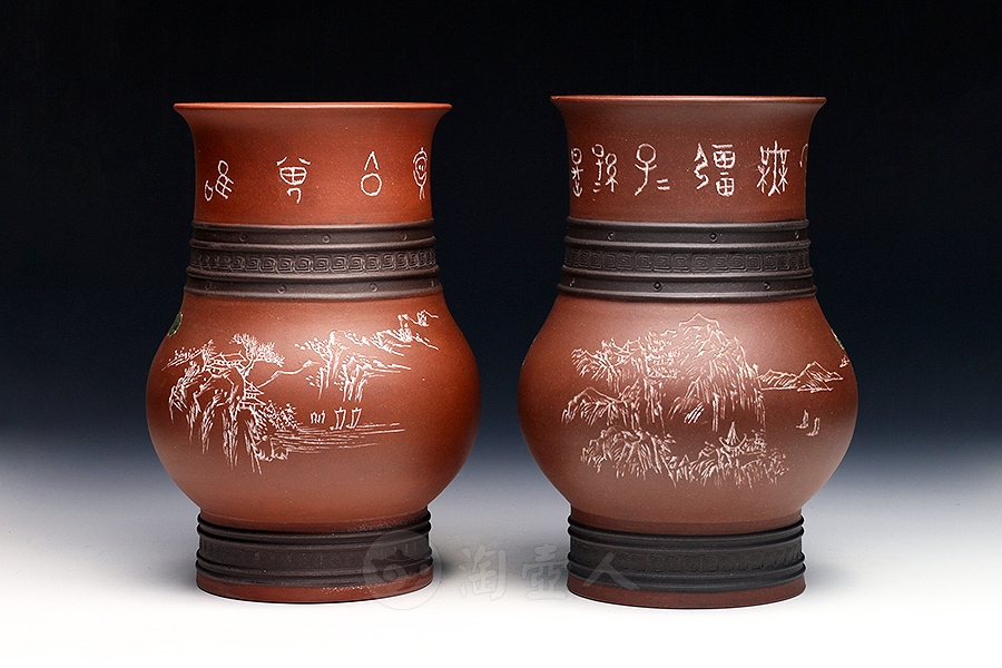 鱼罩双线回纹对瓶