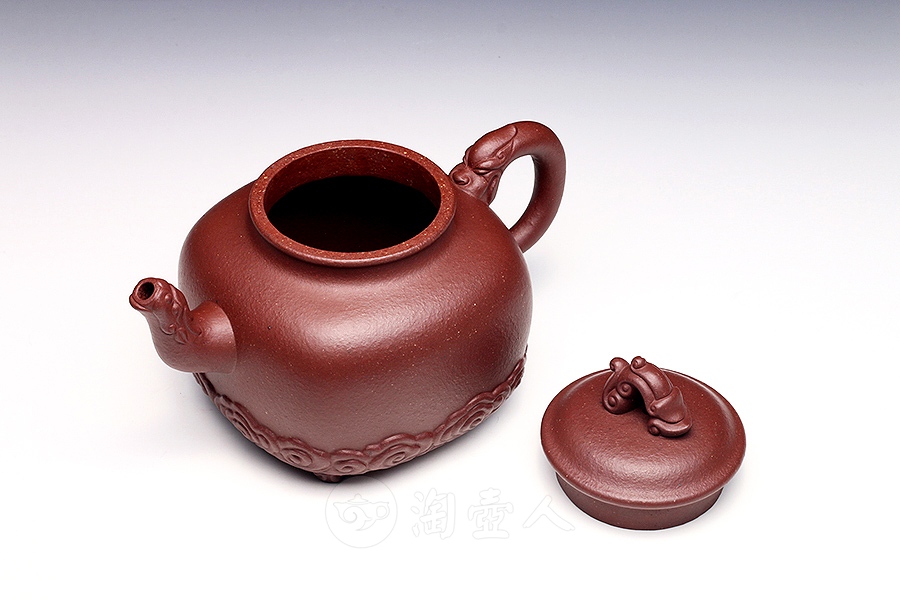 正宗原矿宜兴紫砂壶-朱砂御龙-邵顺生全手工制作-原矿朱砂老泥紫砂泥料