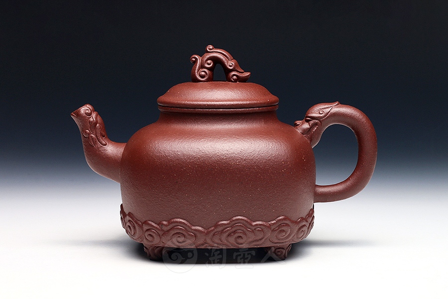 正宗原矿宜兴紫砂壶-朱砂御龙-邵顺生全手工制作-原矿朱砂老泥紫砂泥料