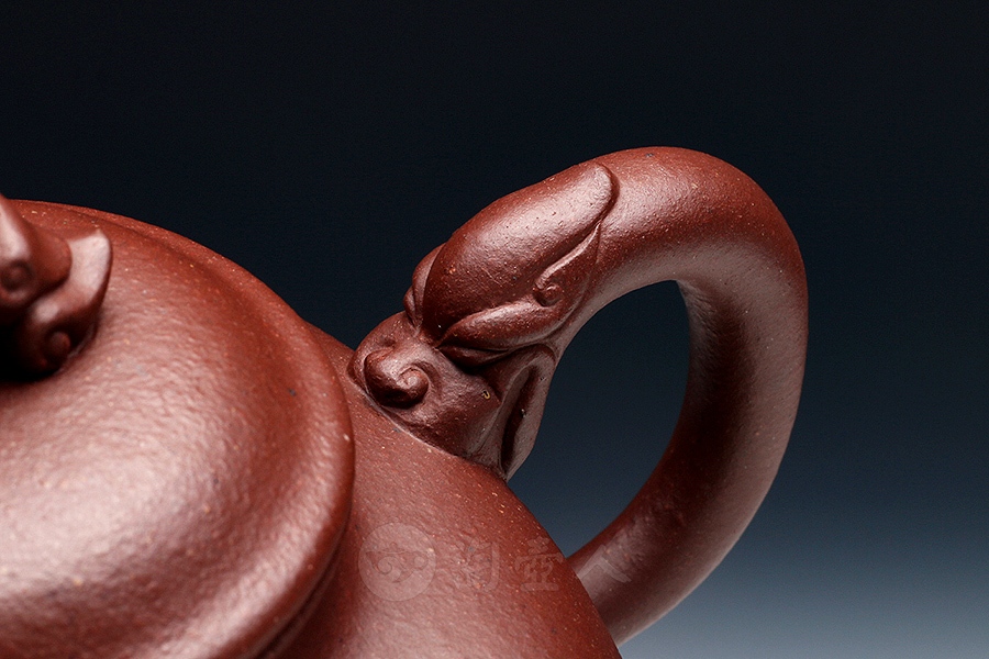 正宗原矿宜兴紫砂壶-朱砂御龙-邵顺生全手工制作-原矿朱砂老泥紫砂泥料