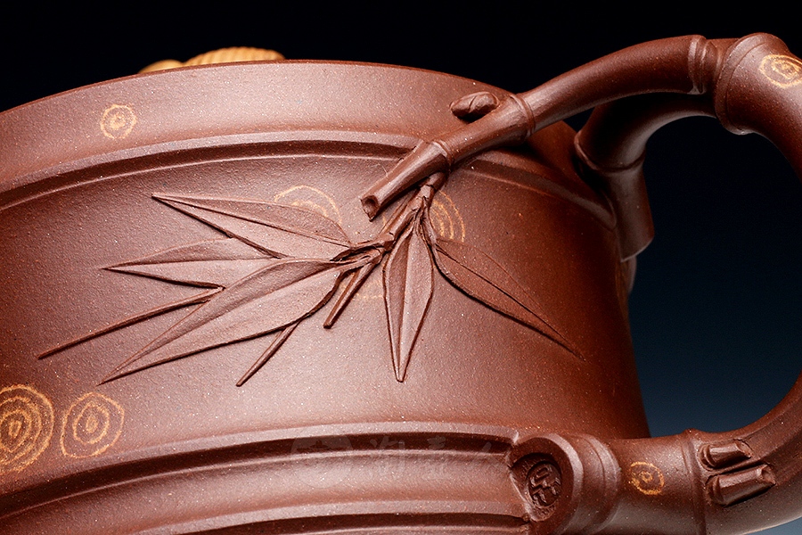 宜兴名家吴亚亦紫砂壶作品《蝉衣斑竹壶》原矿全手工优惠全场包邮真品