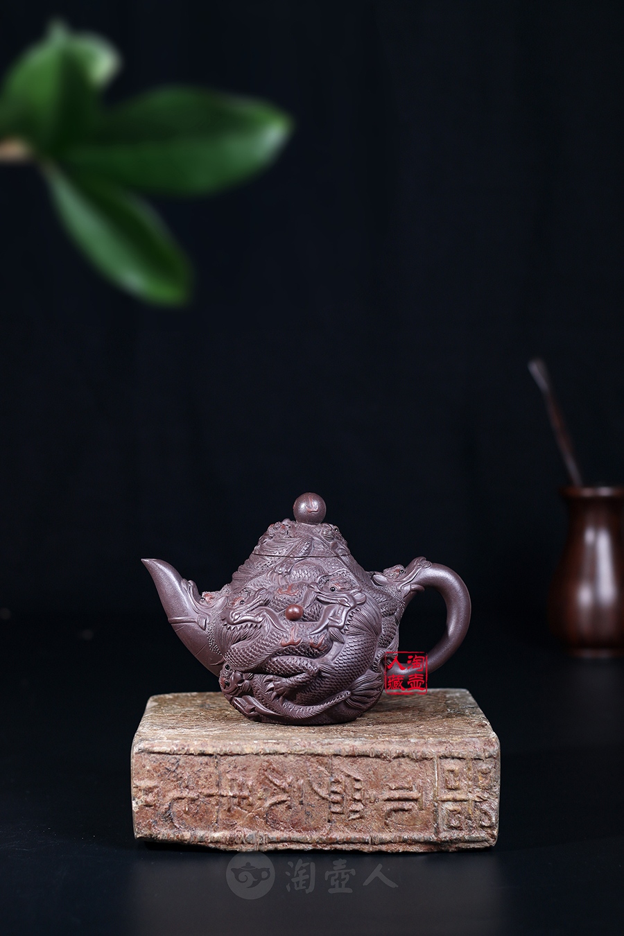 正宗原矿宜兴紫砂壶-九龙(小)-葛岳纯全手工制作-原矿紫茄泥紫砂泥料