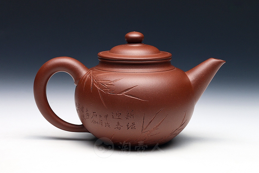 莲子壶(申石伽画·丁伟鸣刻·孤品)