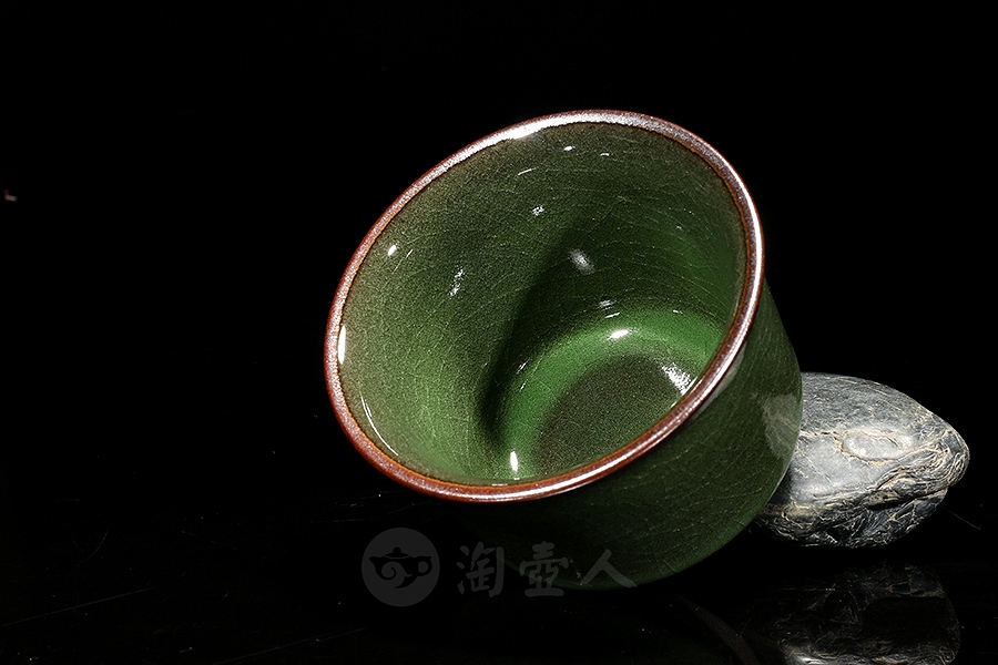 翡翠绿盏(柴烧)