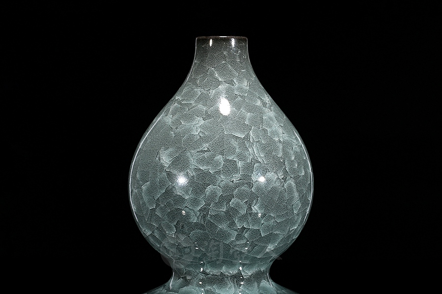 冰裂纹青瓷名家兰宗民《冰裂葫芦瓶》原矿全手工优惠全场包邮真品保证