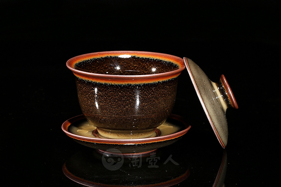 铁骨冰花盖碗(龙窑烧)