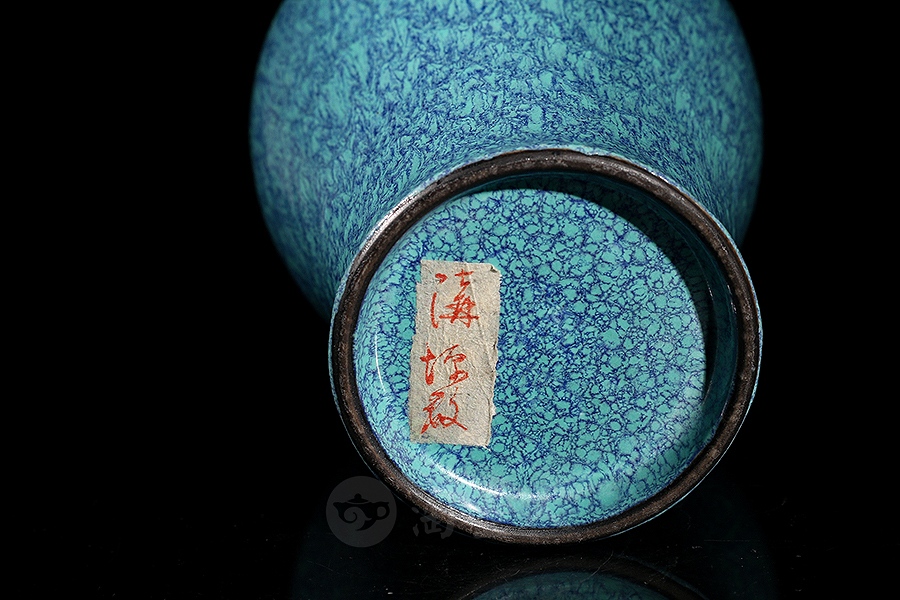 中国古美術・爐鈞釉瓢箪花瓶•【大清乾隆年製】在銘•文房具•清時代 W--32 清乾隆炉钧釉弦纹象耳尊- 御承拍卖
