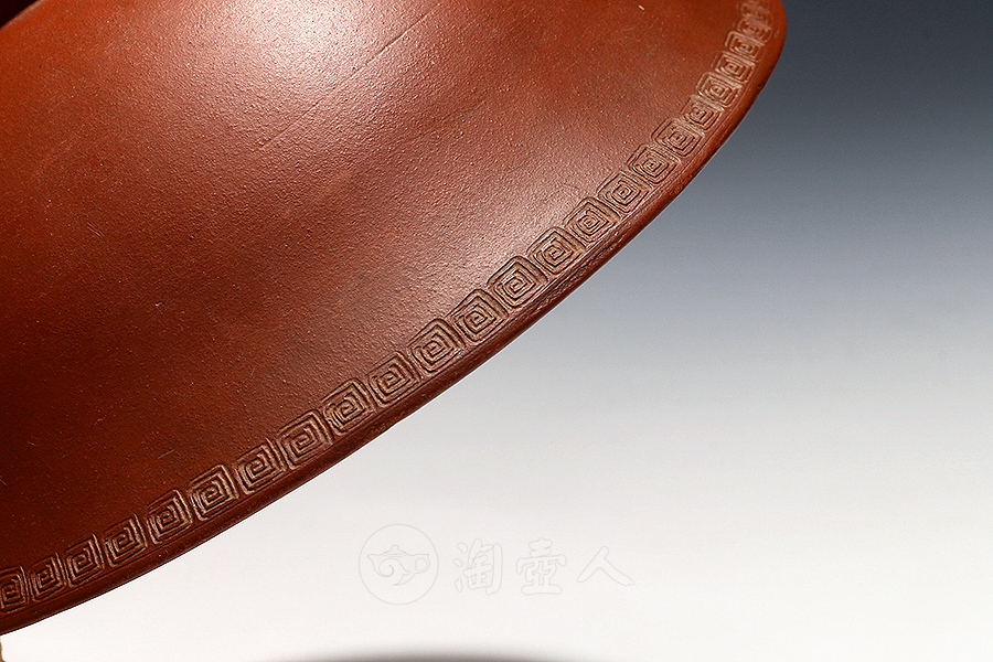 秋山刻紫砂挂釉碗(清中)