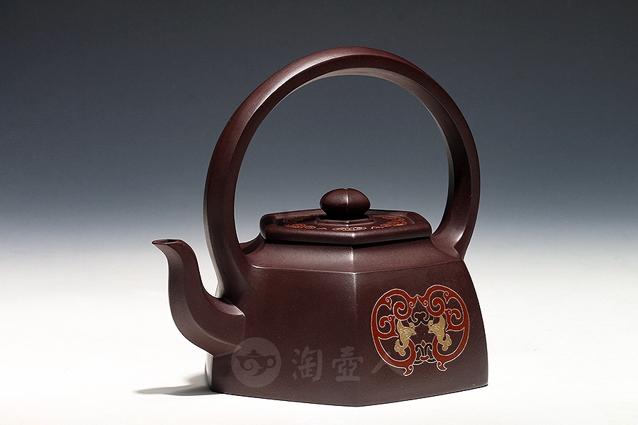 六方提梁(镶银粉彩)