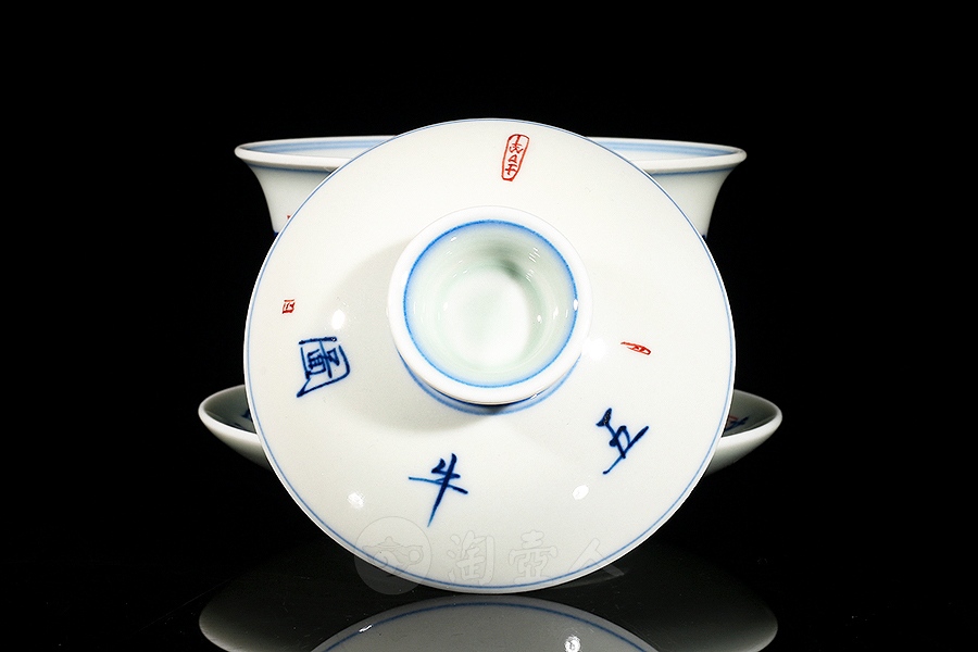 五牛图盖碗(柴窑)