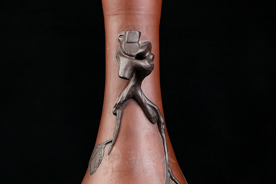 民国紫砂桃耳瓶