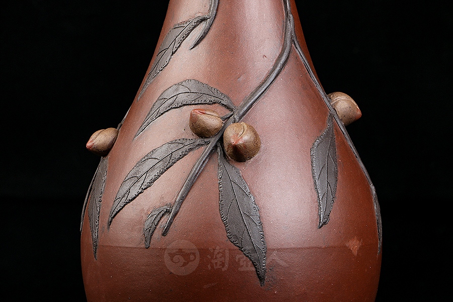 民国紫砂桃耳瓶