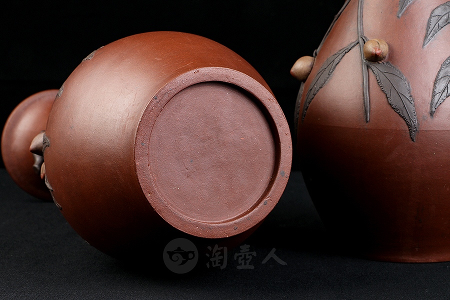 民国紫砂桃耳瓶